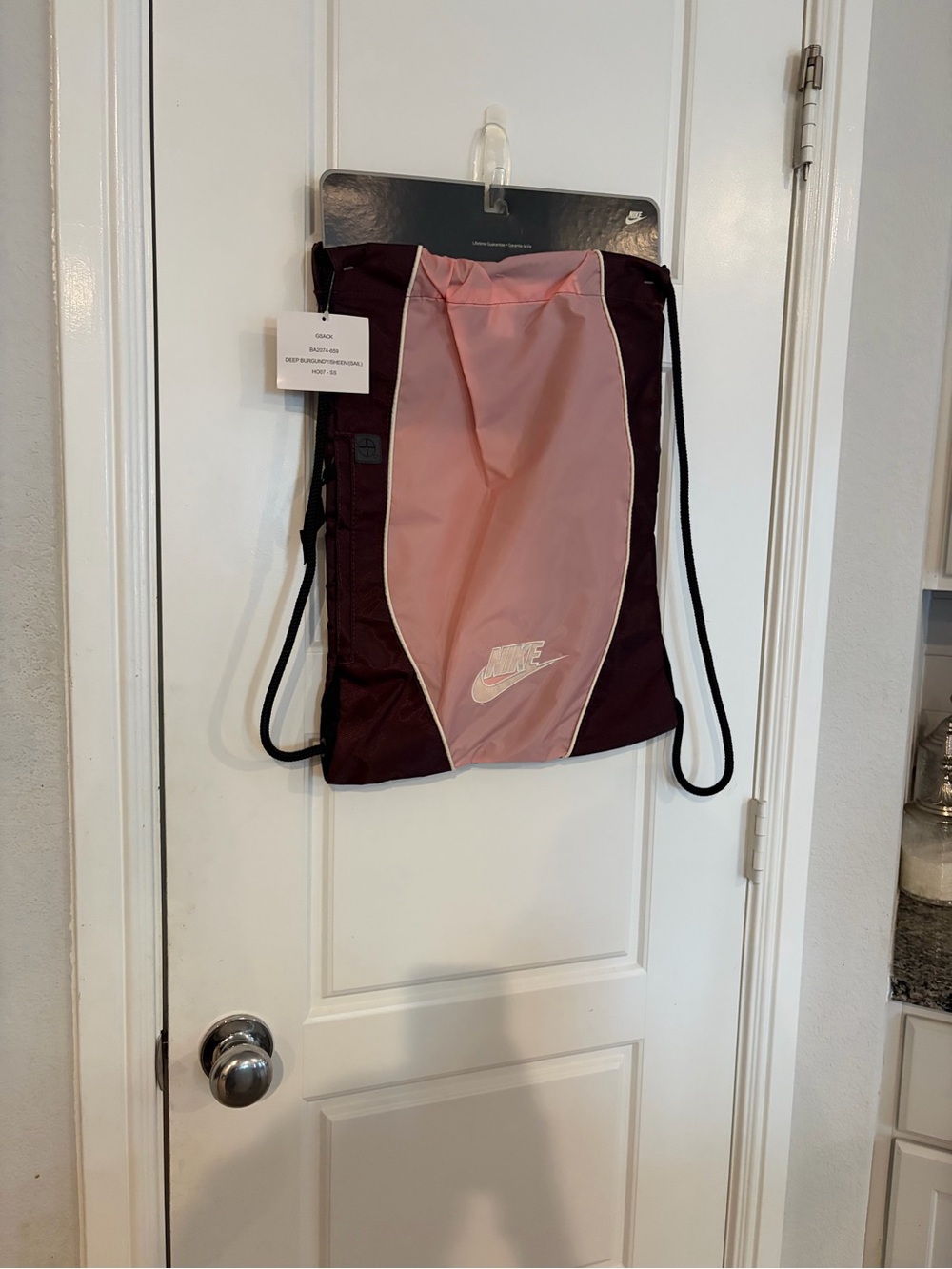 Nike Pink and Burgundy Drawstring Backpack